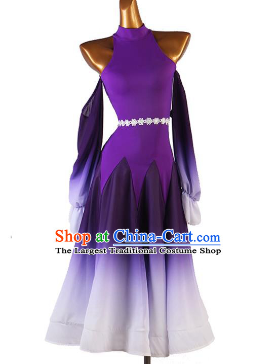 Professional Ballroom Dancing Fashion International Dance Costume Women Waltz Dance Competition Clothing Modern Dance Purple Dress