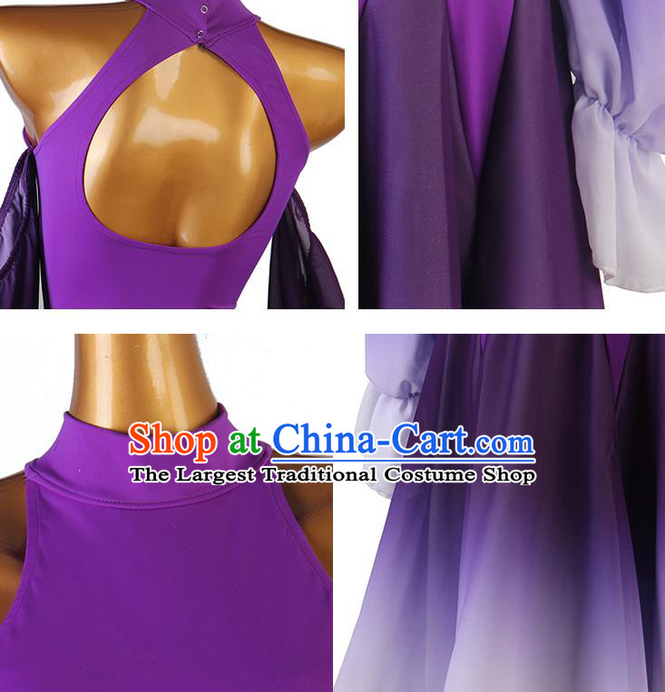 Professional Ballroom Dancing Fashion International Dance Costume Women Waltz Dance Competition Clothing Modern Dance Purple Dress