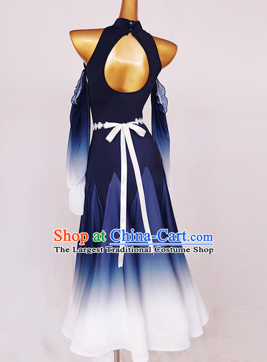 Professional Modern Dance Navy Dress Ballroom Dancing Fashion International Dance Costume Women Waltz Dance Competition Clothing
