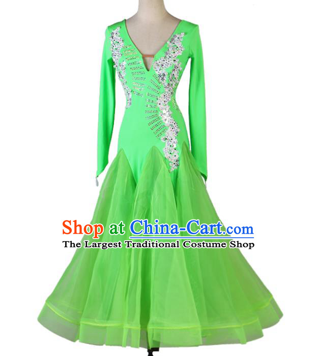 Professional Waltz Dance Costume Women International Dance Clothing Modern Dance Green Dress Ballroom Dancing Fashion