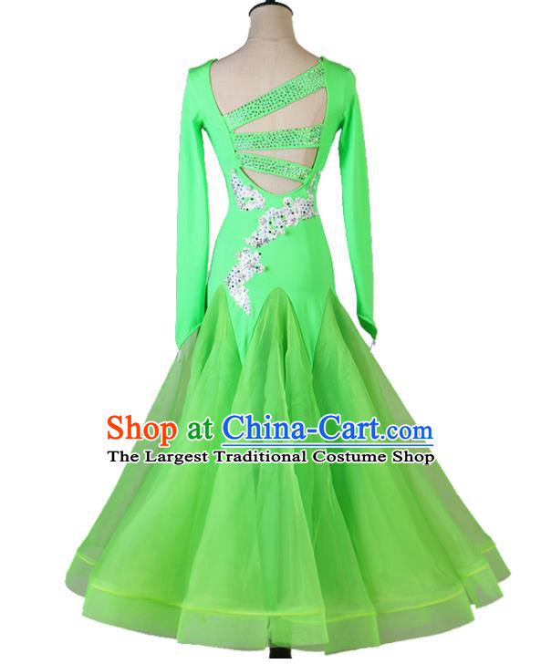 Professional Waltz Dance Costume Women International Dance Clothing Modern Dance Green Dress Ballroom Dancing Fashion