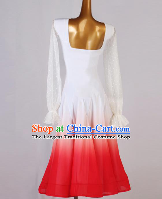 Professional Women Modern Dance Clothing Waltz Dance Red Dress Ballroom Dancing Fashion International Dance Competition Costume