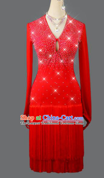 Top Grade Latin Dance Competition Cha Cha Green Tassel Dress Modern Dance  International Ballroom Dance Costume for Women