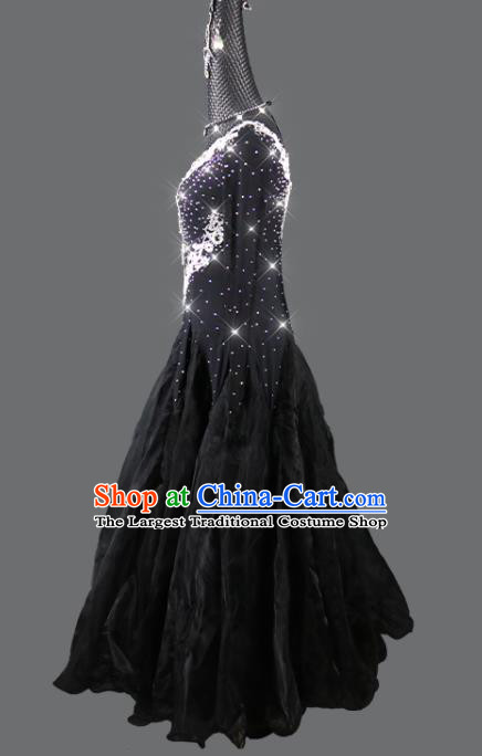 Top Ballroom Waltz Clothing Social Dancing Uniform Modern Dance Black Dress International Dance Competition Garment Costume