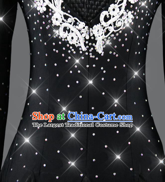 Top Ballroom Waltz Clothing Social Dancing Uniform Modern Dance Black Dress International Dance Competition Garment Costume
