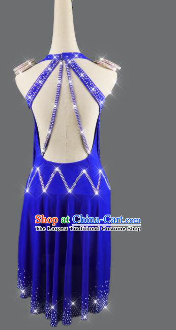 Professional Latin Dance Competition Clothing International Dancing Royalblue Dress Rumba Dance Costume Women Cha Cha Sexy Fashion