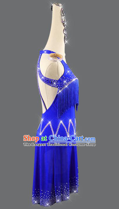 Professional Latin Dance Competition Clothing International Dancing Royalblue Dress Rumba Dance Costume Women Cha Cha Sexy Fashion