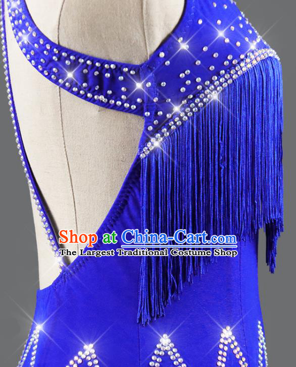 Professional Latin Dance Competition Clothing International Dancing Royalblue Dress Rumba Dance Costume Women Cha Cha Sexy Fashion