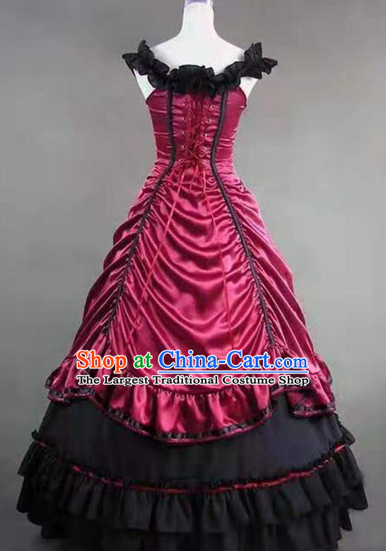 Top Western Court Garment Clothing Halloween Performance Formal Dress European Gothic Princess Rosy Dress