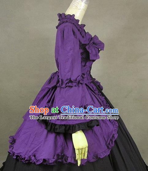 Top British Princess Purple Dress Western Court Formal Costume Stage Performance Full Dress European Middle Ages Garment Clothing