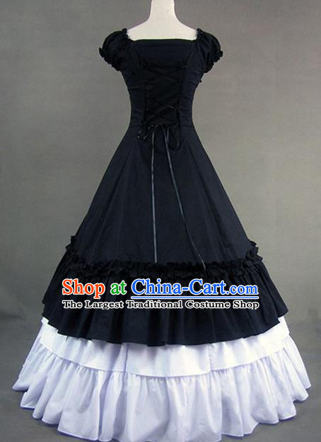 Top Gothic Woman Black Dress Halloween Cosplay Garment Costume Opera Performance Full Dress European Court Princess Clothing