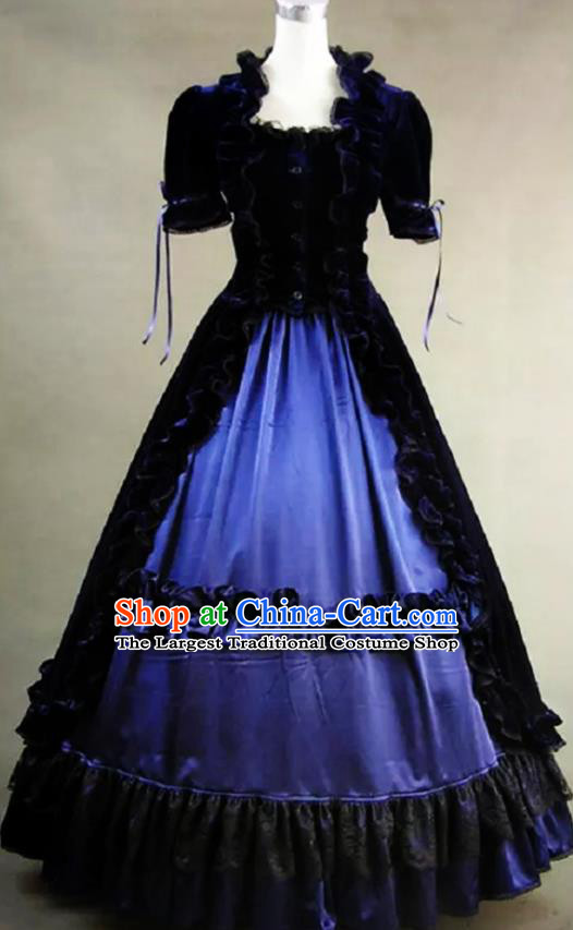 Top Gothic Court Black Dress Halloween Cosplay Princess Garment Costume Opera Stage Full Dress European Tailored Clothing
