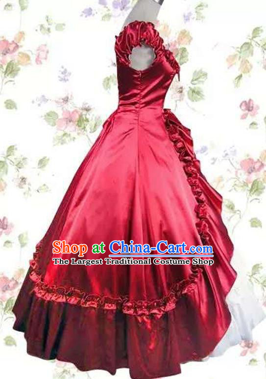 Top Halloween Cosplay Princess Garment Costume Opera Stage Full Dress European Noble Woman Clothing Gothic Court Red Dress
