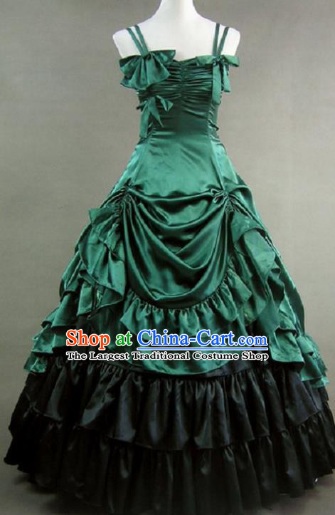Top Victorian Era Court Green Dress Halloween Cosplay Garment Costume Western Opera Stage Full Dress European Noble Woman Clothing