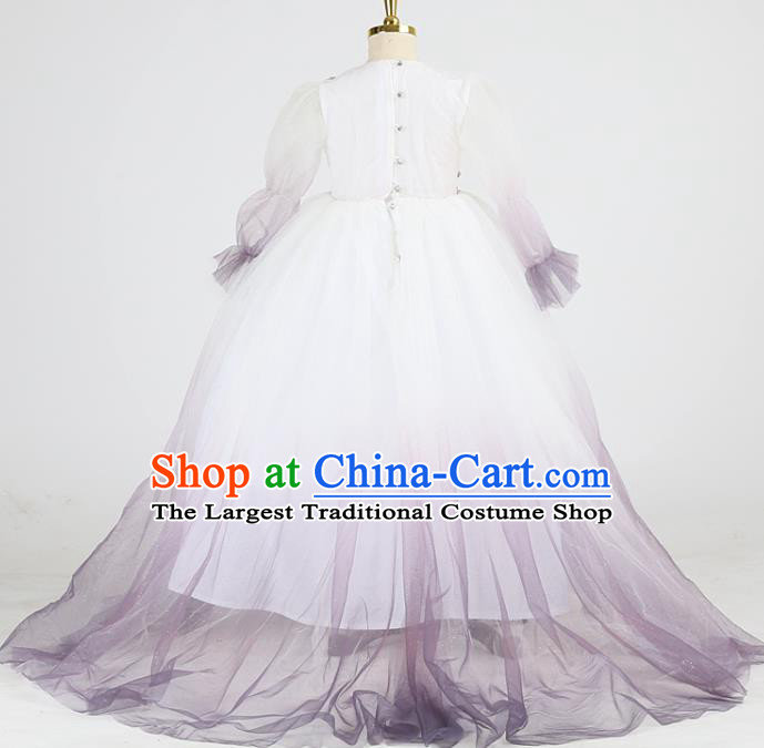 High Stage Show Embroidered Peacock Full Dress Girl Catwalks Clothing Children Compere Garments Compere Formal Costume