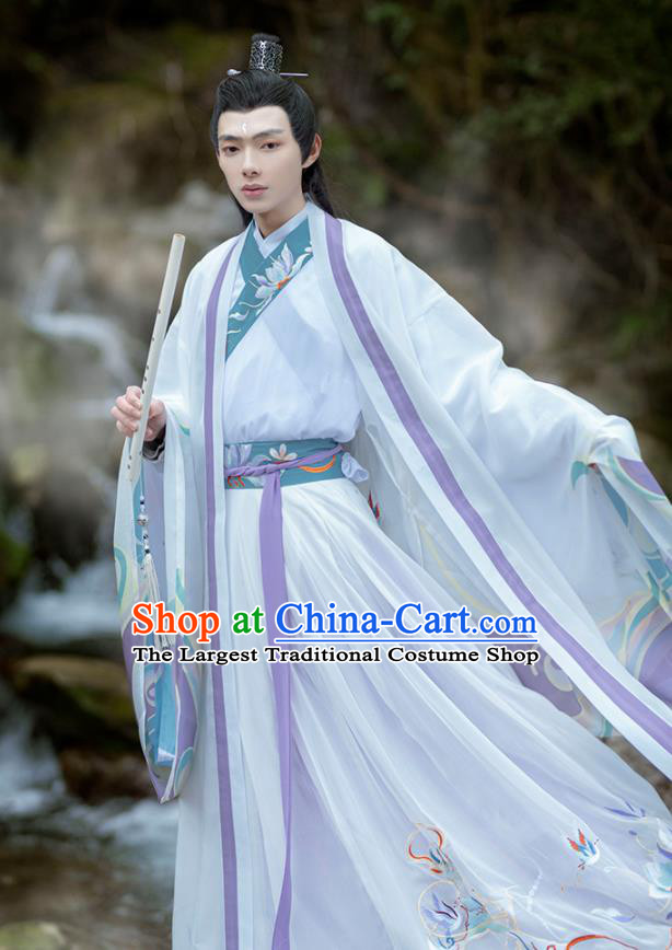 China Traditional Ancient Swordsman Historical Clothing Jin Dynasty Young Childe Embroidered Hanfu Garments