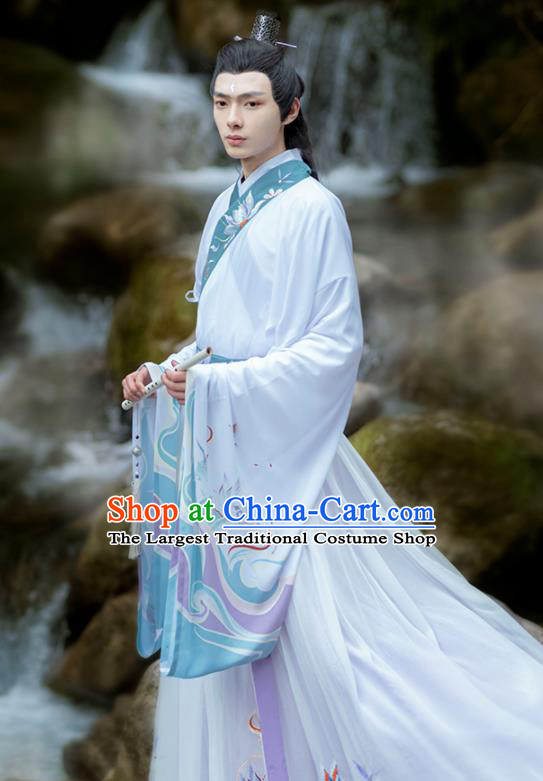 China Traditional Ancient Swordsman Historical Clothing Jin Dynasty Young Childe Embroidered Hanfu Garments
