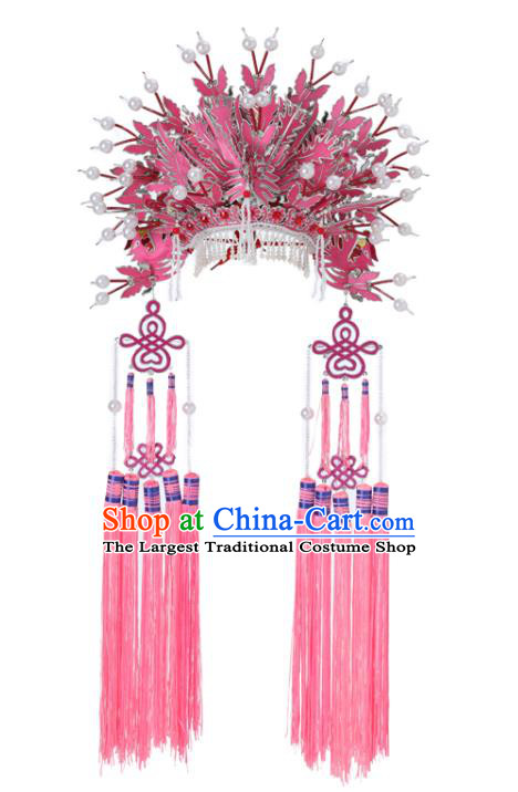 China Compere Garment Costumes Girl Catwalks Fashion Children Performance Clothing Classical Dance Pink Dress and Headdress