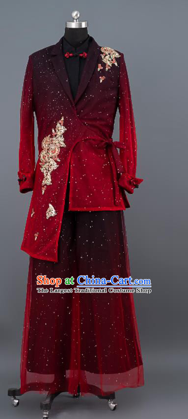 Top China Boys Performance Wear Children Catwalks Clothing Kids Classical Dance Costumes Chorus Red Uniforms