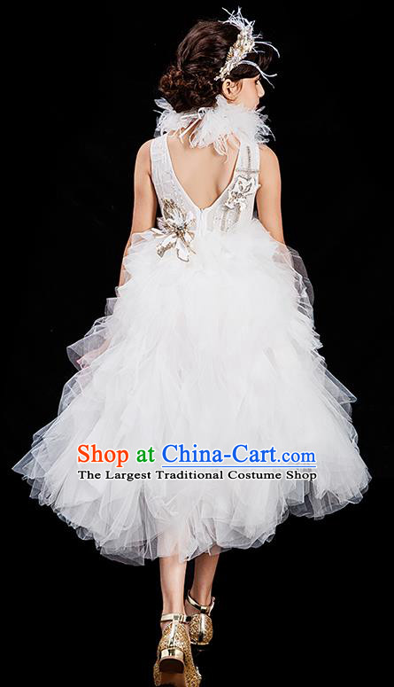 Custom Kid Christmas Performance Veil Dress Children Catwalks Garment Girl Princess Full Dress Modern Dance Clothing