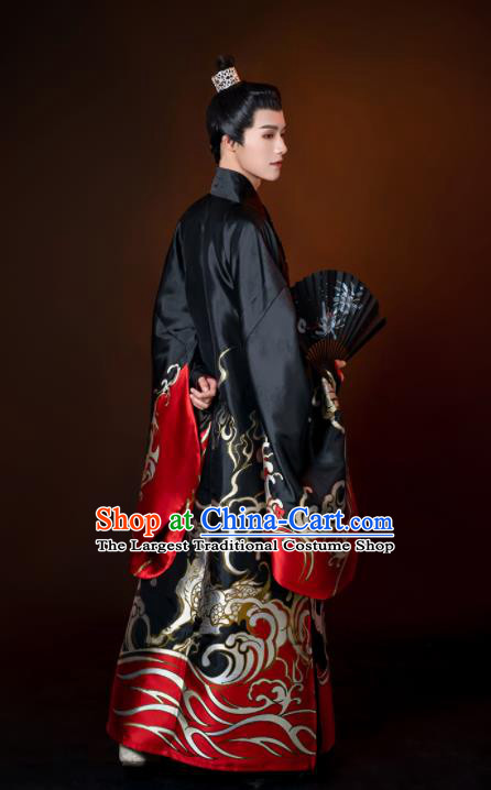 China Traditional Historical Garment Costumes Ancient Emperor Hanfu Robe Ming Dynasty Crown Prince Clothing Complete Set