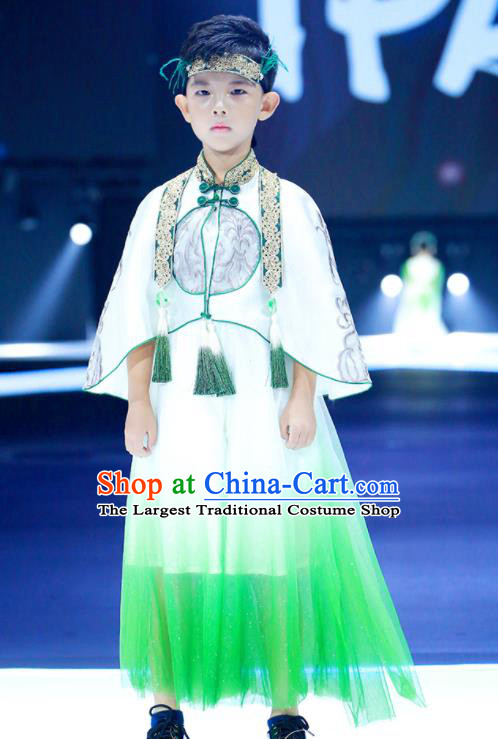 Chinese Boys Dance Costumes Tang Suit Mantle Uniforms Children Stage Performance Clothing