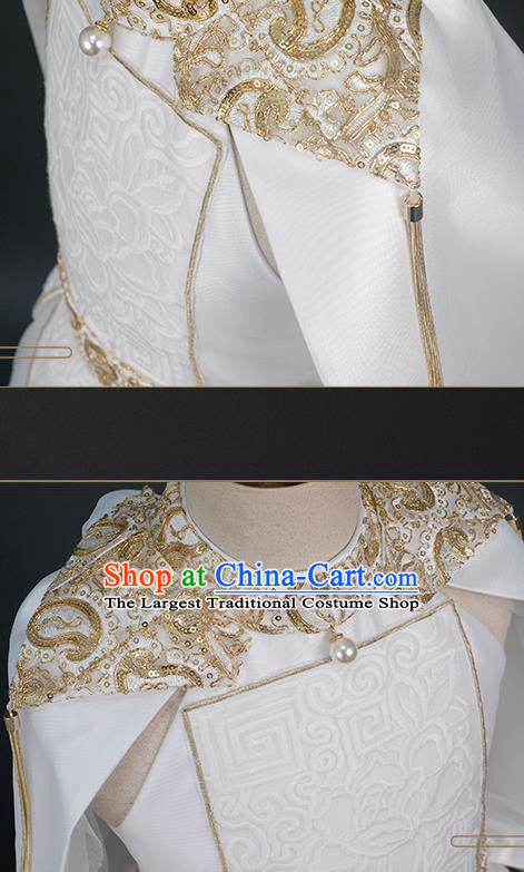 Professional Stage Show Clothing Baroque Princess Garment Children Catwalks White Veil Full Dress Girl Dance Fashion Costume