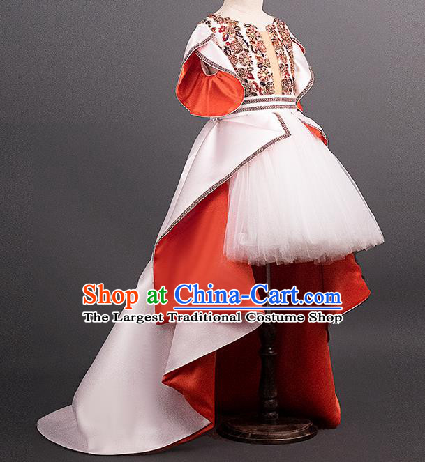Professional Stage Show Clothing Baroque Princess Fashion Children Catwalks Trailing Full Dress Girl Birthday Garment Costume