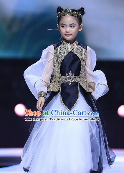 Professional Princess Fashion Children Catwalks Full Dress Girl Piano Recital Garment Costume Stage Show Clothing