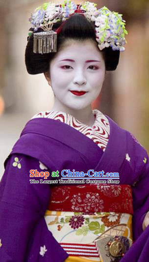 Japanese Traditional Geisha Headdress Japan Kimono Hairpieces Stage Performance Wigs