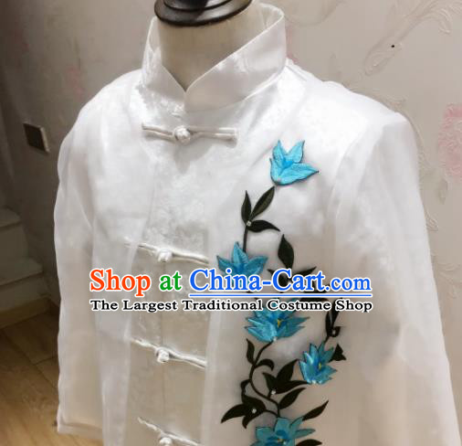 Chinese Children Stage Show Clothing Boys Cross Talk Performance Costumes Tang Suit White Uniforms