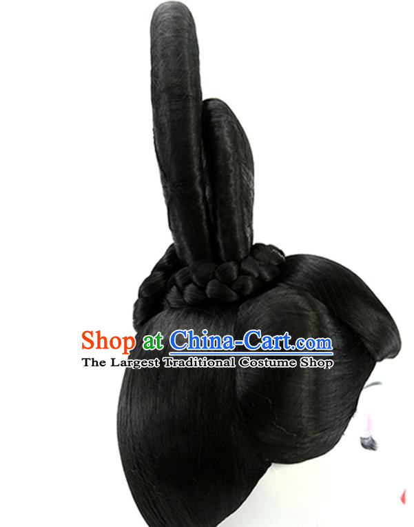 China Ancient Imperial Consort Wigs Traditional Hanfu Chignon Hairpieces Tang Dynasty Empress Wig Sheath