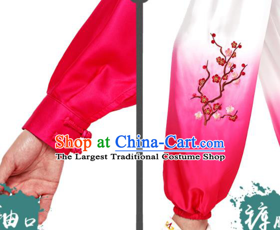 Chinese Wushu Competition Clothing Martial Arts Garment Costumes Tai Chi Clothing Kung Fu Embroidered Rosy Three Piece Uniforms