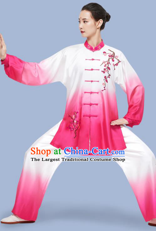 Chinese Wushu Competition Clothing Martial Arts Garment Costumes Tai Chi Clothing Kung Fu Embroidered Rosy Three Piece Uniforms