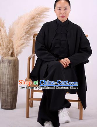 China Wudang Sword Performance Costumes Tai Chi Exercise Black Uniforms Kung Fu Wushu Clothing Martial Arts Competition Outfits