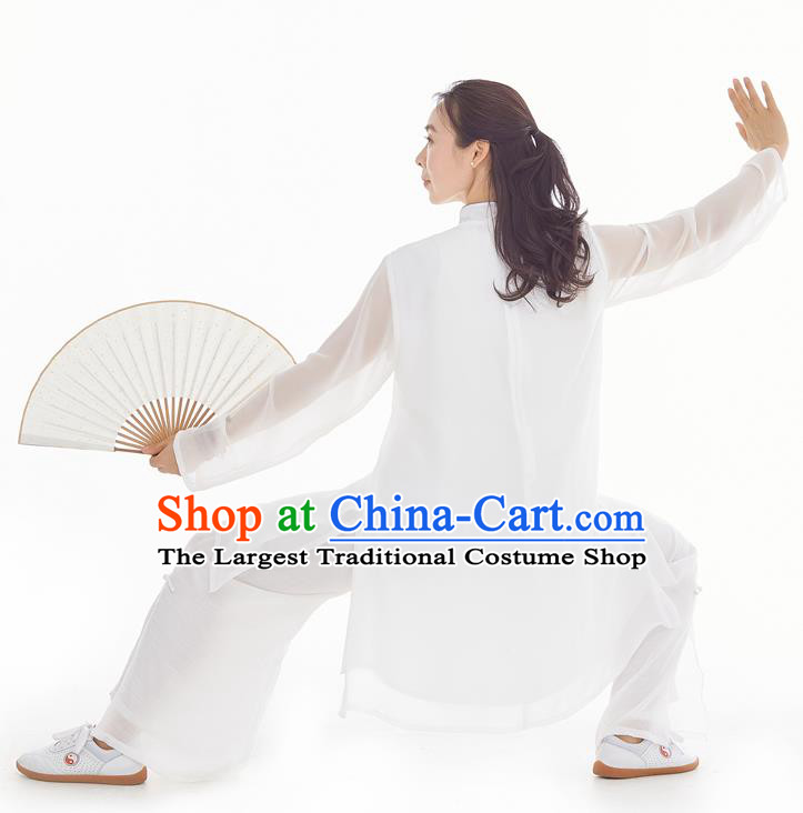 Professional Chinese Zen Clothing Kung Fu Training Ink Painting Orchids Uniforms Tai Chi Competition White Suits