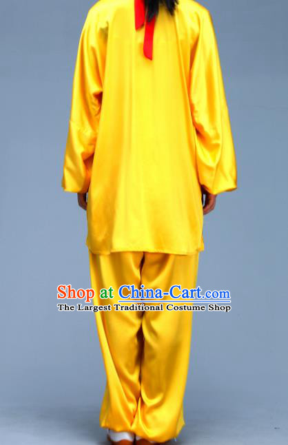 Professional Chinese Martial Arts Yellow Silk Outfits Tai Chi Performance Costumes Kung Fu Wushu Uniforms Tai Ji Competition Clothing