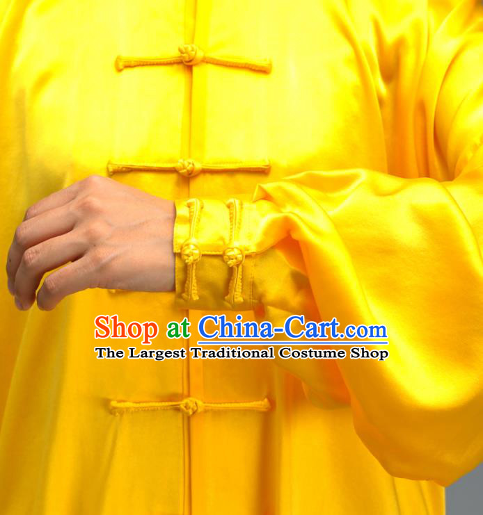 Professional Chinese Martial Arts Yellow Silk Outfits Tai Chi Performance Costumes Kung Fu Wushu Uniforms Tai Ji Competition Clothing