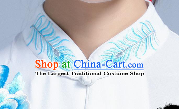 Professional Chinese Kung Fu Wushu Embroidered Uniforms Tai Ji Competition Clothing Martial Arts White Outfits Tai Chi Performance Costumes