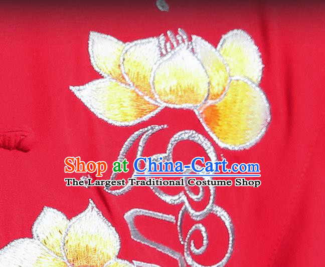 Professional Chinese Kung Fu Wushu Competition Uniforms Tai Ji Clothing Martial Arts Embroidered Red Outfits Tai Chi Performance Costumes