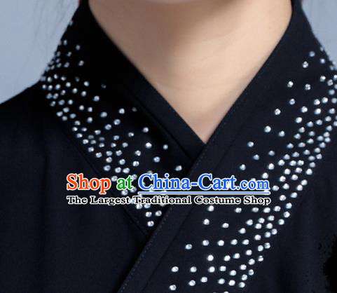 Professional Chinese Martial Arts Wushu Black Outfits Tai Chi Performance Costumes Kung Fu Competition Uniforms Tai Ji Clothing