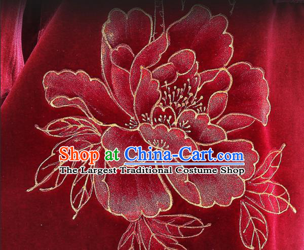 Professional Chinese Martial Arts Competition Clothing Tai Ji Sword Performance Costumes Tai Chi Training Uniforms Kung Fu Wine Red Pleuche Outfits