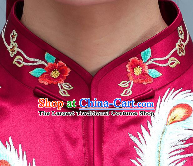 Chinese Tai Chi Training Uniforms Kung Fu Wine Red Silk Outfits Martial Arts Clothing Tai Ji Competition Costumes