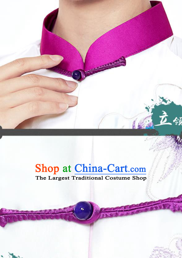 Chinese Kung Fu Costumes Tai Chi Training Purple Uniforms Wushu Competition Embroidered Dragon Outfits Martial Arts Clothing