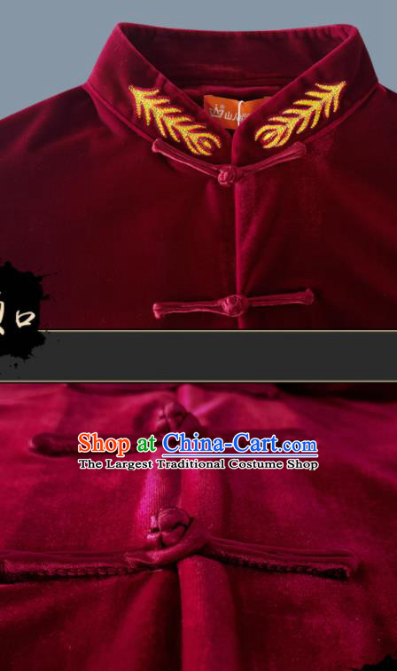 Chinese Martial Arts Clothing Kung Fu Costumes Tai Chi Training Uniforms Wushu Competition Wine Red Pleuche Outfits