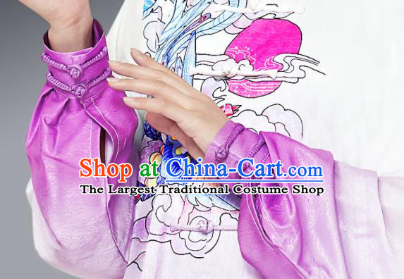 Chinese Wushu Competition Printing Phoenix Outfits Martial Arts Clothing Kung Fu Costumes Tai Chi Training Gradient Purple Uniforms