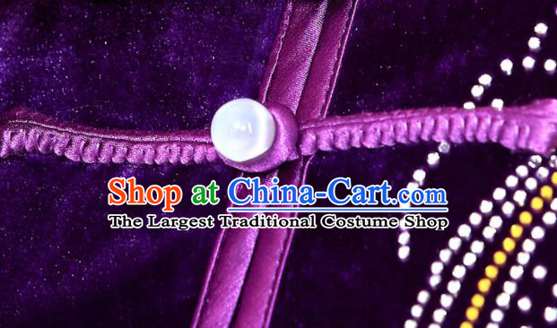 Chinese Kung Fu Garment Costumes Tai Chi Training Uniforms Wushu Competition Purple Pleuche Outfits Martial Arts Clothing