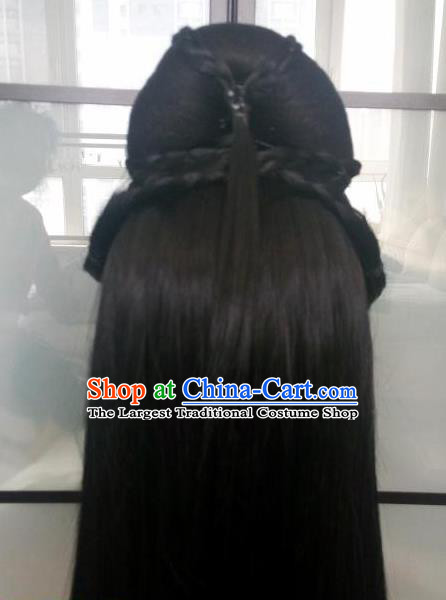 China Ancient Princess Black Wigs Traditional Drama City of Desperate Love Ye Zhen Hanfu Chignon Hairpieces Cosplay Goddess Wig Sheath
