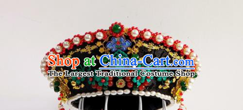 China Ancient Empress Hair Crown Traditional Drama Court Hair Accessories Qing Dynasty Imperial Consort Hat Headdress