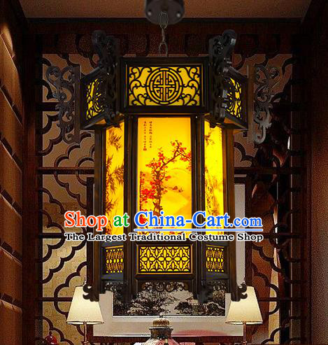 China Traditional Festival Hanging Lantern Classical Lanterns Handmade Hexagon Palace Lantern Painting Plum Orchids Bamboo Chrysanthemum Lamp